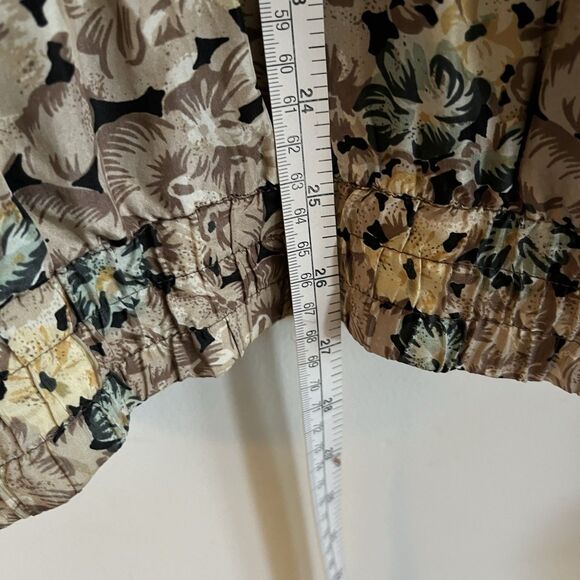 Vintage Bogari 100% Silk Windbreaker Bomber Jacket Size M Retro Floral Zip Y2K - Picture 5 of 6
